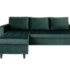 Vanizer Corner Sofa Dark Green Velvet with Black Legs