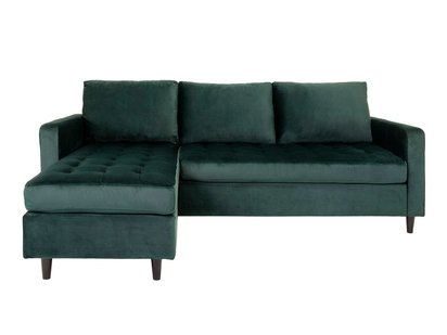 Vanizer Corner Sofa Dark Green Velvet with Black Legs