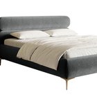 Upholstered bed 140x200 cm Roule with storage, metal frame Amon 11, hydrophobic velor, gold legs