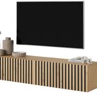 Telire TV cabinet 138.6 cm, artisan oak with lamella front and black inserts