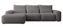 Carnos L-shaped corner sofa bed with additional lumbar pillows Moly 85 hydrophobic chenille left side