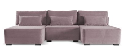 Moduliano U-shaped corner sofa with sleeping function with storage, universal, pink corduroy