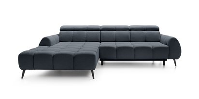 Perre L-shaped corner sofa bed with electrically extendable seat and adjustable headrest (Fabric: Castel 79, Side: Left)