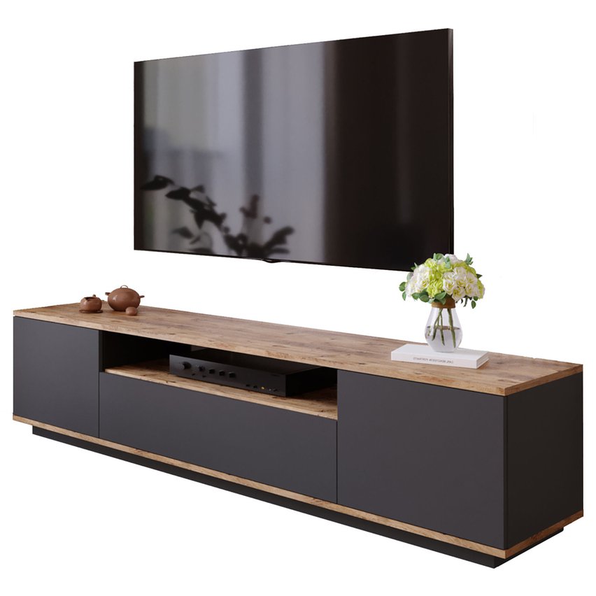 Siphy TV cabinet 44.5x180 cm anthracite/atlantic pine