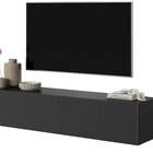 Meuble TV Veldio avec façade fraisée 140 cm Noir suspendu