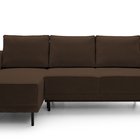 Rodario mini dark brown corner sofa with sleeping function with left-hand corduroy container