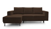 Rodario mini dark brown corner sofa with sleeping function with left-hand corduroy container