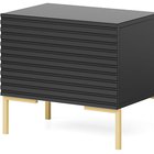 Lammelo bedside table, black lamellas with gold legs