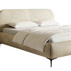 Upholstered bed 140x200 cm Ovalle beige chenille black legs