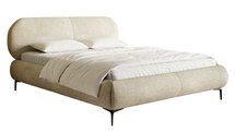 Upholstered bed 140x200 cm Ovalle beige chenille black legs