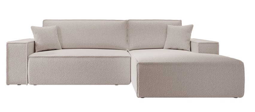 Farese New L-shaped corner sofa with sleeping function with a right-hand brown boucle container