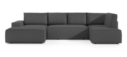 Corner sofa with sleeping function Farese New U-shaped with storage left side dark gray corduroy