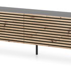 Lammelo TV cabinet 140 cm black/oak slats