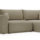 Sollano L-shaped corner sofa with sleeping function with a container, universal beige chenille