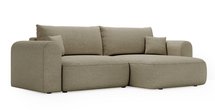 Sollano L-shaped corner sofa with sleeping function with a container, universal beige chenille