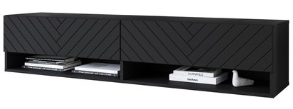 Wander TV cabinet 140 cm black graphite/black herringbone