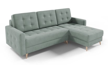 Corner sofa with sleeping function Halvad L-shaped Amon 27 with container hydrophobic velvet universal