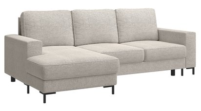 Mokpeo L-shaped corner sofa with sleeping function with two containers on black legs Sorella 05 chenille left-hand side