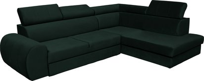 Corner sofa with sleeping function Dulia L-shaped legs black (Fabric: Trinity 28, Side: Right)