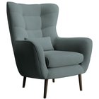 Vence Castel 90 winged lounge chair, velvet, easy-to-clean, black legs