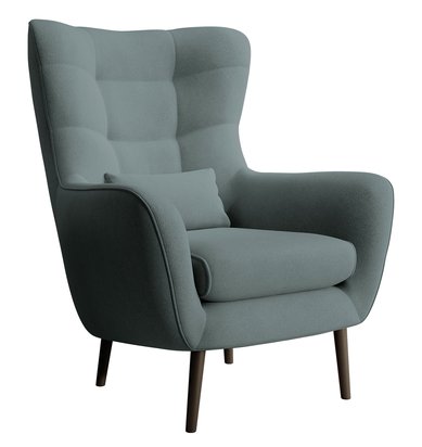 Vence Castel 90 winged lounge chair, velvet, easy-to-clean, black legs