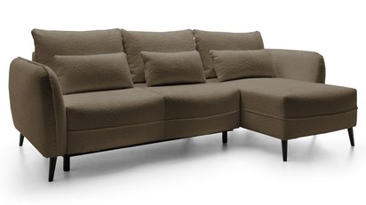 Eliano L-shaped corner sofa with sleeping function with Catch Me 03 boucle container, right-hand