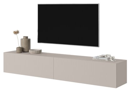 Veldio TV cabinet 175 cm Gray beige with milled front