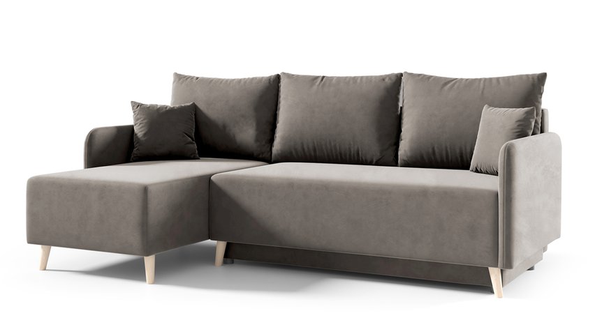 Corner sofa with sleeping function Dosso L-shaped Amon 16 with container hydrophobic velvet universal