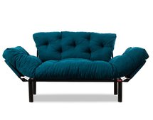 Anksum two-seater sofa, quilted, dark turquoise