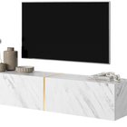 Bisira TV cabinet, 140 cm, white marble with gold insert