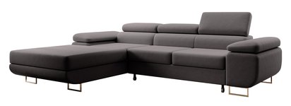 Ganta L-shaped corner sofa with sleeping function with container Castel 93, easy-to-clean velvet, left-hand side