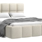 Upholstered bed 180x200 cm Cloudy Puente 03 wickerwork wooden frame