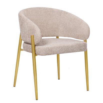 Chaise rembourrée Resilly en tissu bouclé beige/pieds dorés