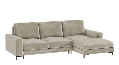 Mokpeo corner sofa with sleeping function in hydrophobic fabric beige (Side: Right)