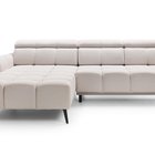 Perre L-shaped corner sofa bed with electrically extendable seat and adjustable headrest (Fabric: Castel 03, Side: Left)