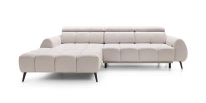 Perre L-shaped corner sofa bed with electrically extendable seat and adjustable headrest (Fabric: Castel 03, Side: Left)