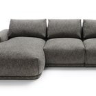 Divo L-shaped corner sofa with sleeping function, gray, hydrophobic braid, left-hand side