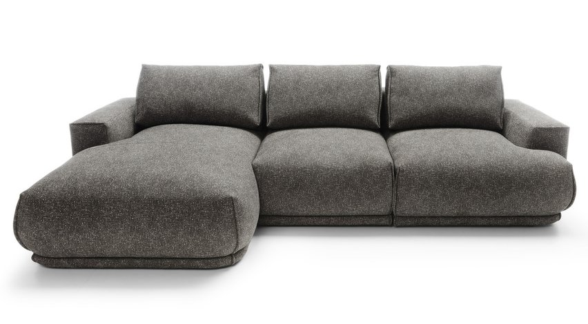 Divo L-shaped corner sofa with sleeping function, gray, hydrophobic braid, left-hand side