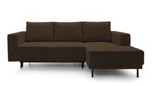 Rodario mini dark brown corner sofa with sleeping function with right-hand corduroy container