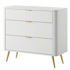 Oval chest of drawers with three drawers, 92 cm, white