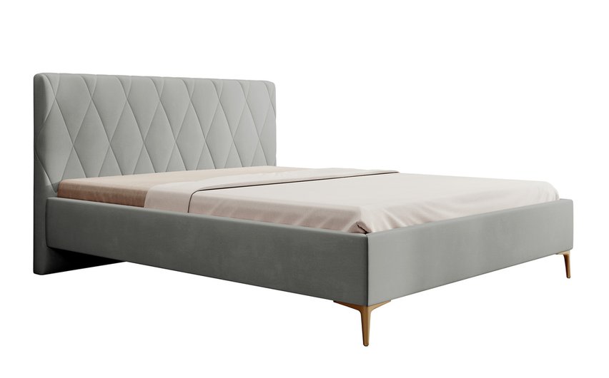 Upholstered bed 140x200 cm Tiksi light gray velvet