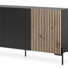 Lammelo three-door chest of drawers, 140 cm, black/oak slats