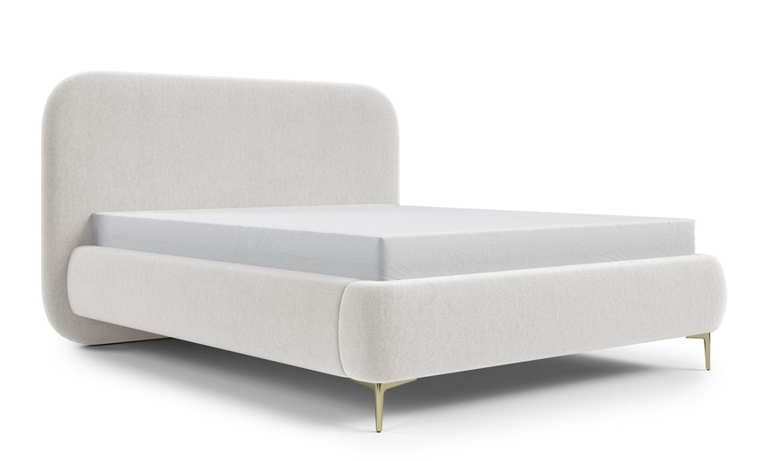 Upholstered bed 160x200 cm Monno Castel 04 metal frame easy-to-clean velvet gold legs