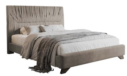 Llana upholstered bed 180x200 cm beige velvet