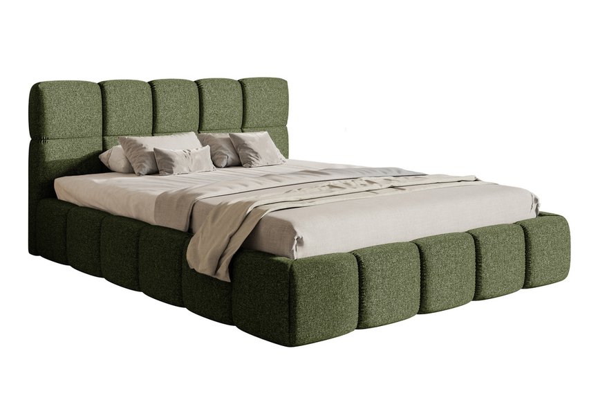 Upholstered bed 160x200 cm Cloudy with container olive Toronto 13