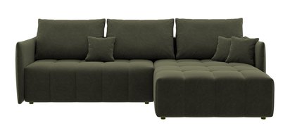 Boquete L-shaped corner sofa with sleeping function with storage, universal, olive, in easy-clean fabric