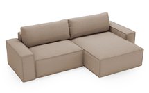 Brylio L-shaped corner sofa with sleeping function with storage, universal beige plush