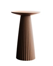 Table haute ronde Cavats diamètre 40 cm piètement rainuré marron suar