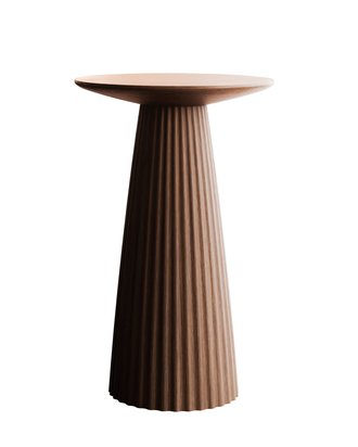 Table haute ronde Cavats diamètre 40 cm piètement rainuré marron suar