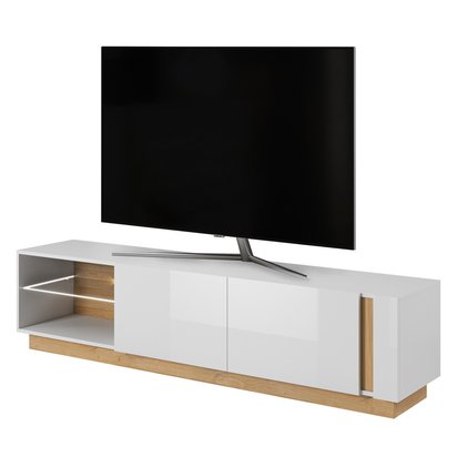 TV cabinet Skoky 187 cm oak with white (LED)